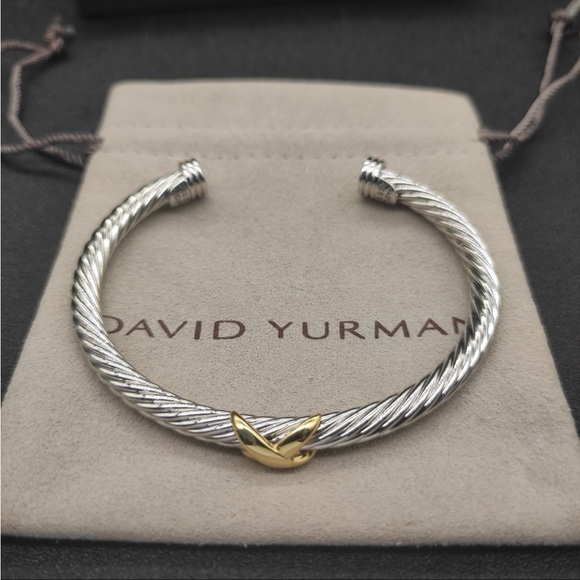 David Yurman Jewelry - David Yurman Silver Cable Bracelet with Gold Accent 5mm